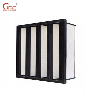 Bingkai Plastik 2850m3 / h V Bank F6 Cleanroom Air Filter 1000g Debu Holding