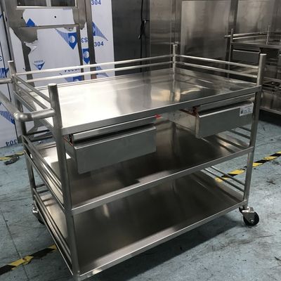 Pabrikan Rumah Sakit atau Industri Makanan Trolley stainless steel untuk mudah geser