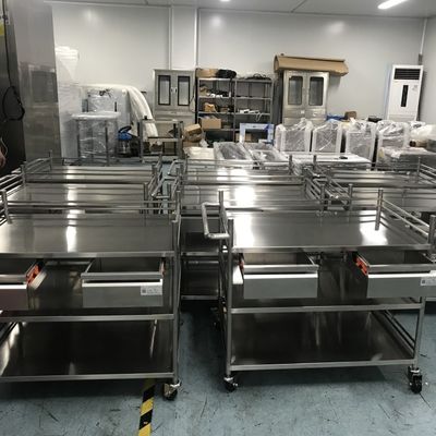 Pabrikan Rumah Sakit atau Industri Makanan Trolley stainless steel untuk mudah geser