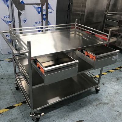 Pabrikan Rumah Sakit atau Industri Makanan Trolley stainless steel untuk mudah geser
