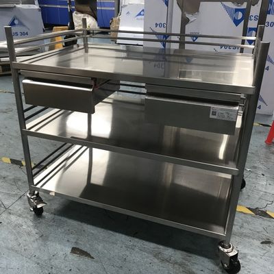Pabrikan Rumah Sakit atau Industri Makanan Trolley stainless steel untuk mudah geser