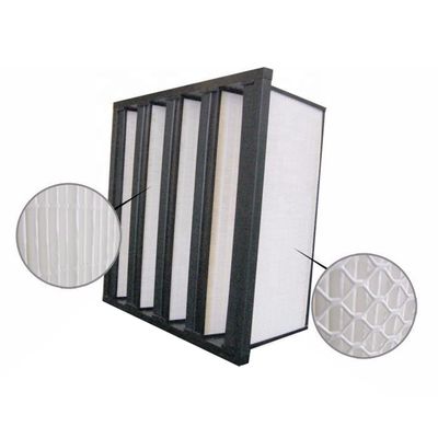 Bingkai Plastik 2850m3 / h V Bank F6 Cleanroom Air Filter 1000g Debu Holding